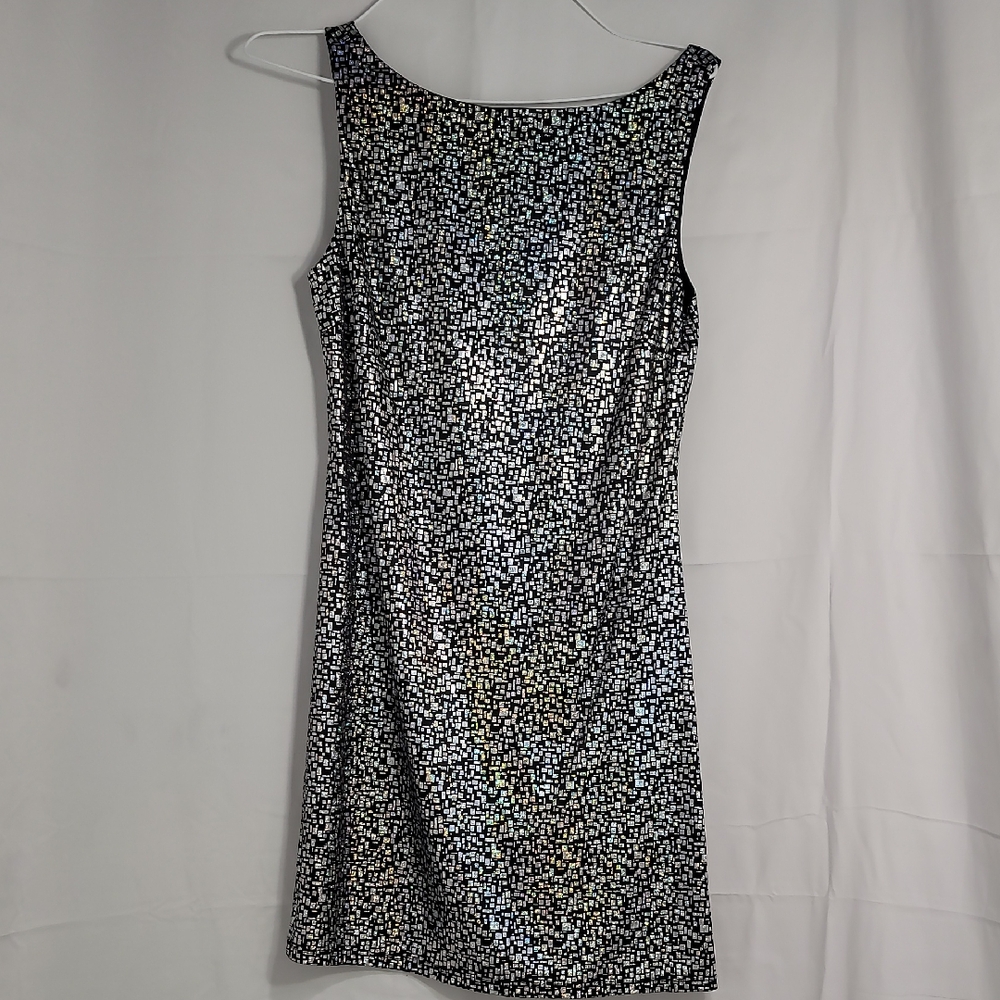 Hot Kiss Silver Embellished Sequin Mini Dress